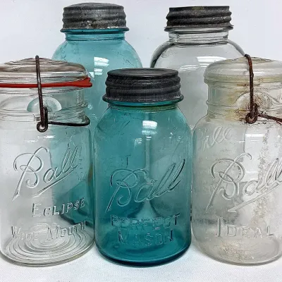 Vintage “Ball Canning Jars  “Ideal, Eclipse, Perfect Mason”