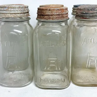 Vintage “Atlas HA Mason Glass Jars”