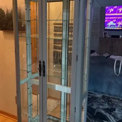 Glass Display Curio Cabinet With Glass Shelves