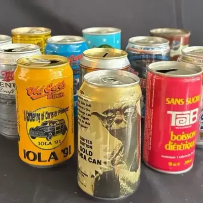 Lot Of 15 Vintage Full & Empty Beer & Soda Pop Drink Aluminum Cans 