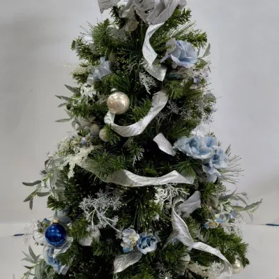 30" Fully Decorated and Lighted Christmas Tree - Light Blue & Silver - Works