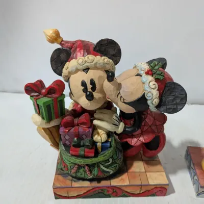Disney Showcase Collection Christmas Statues 4 Wooden, One Ceramic, Mickey, Minnie, Tigger - Estate Sales Warehouse (GR)