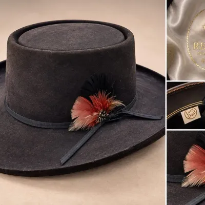 Vintage Resistol 4X Beaver Western Cowboy Hat - Long Oval, Feather Accent & Satin Lining - Potterville