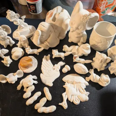 Ready to Paint Silly Cute Animals - Ceramic Bisqueware Frogs, Elephants, Mice & More