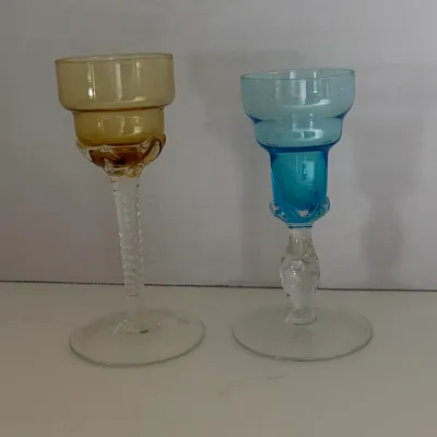 Sale Photo Thumbnail #165: Vintage Blefeld & Co "Harlequin" Glasses Liquor Cordial Hand Blown in Portugal
