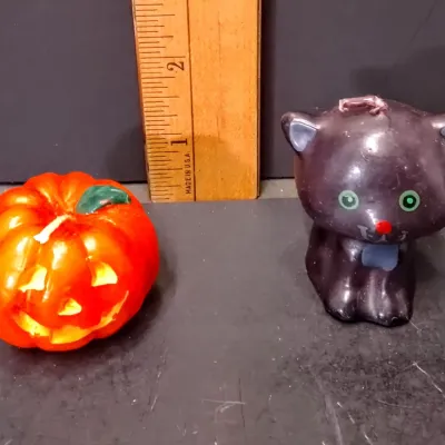 Vintage 1950s Gurley Halloween Candle Set: Black Cat & Jack-O-Lantern. Unburned – Potterville