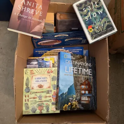 Assorted Books, Deluxe Cribbage Set & Organizer Lot - National Geographic, Anita Shreve