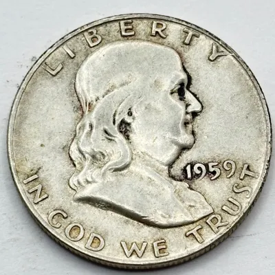 1959 D - Silver Franklin Half Dollar