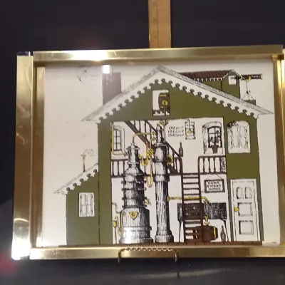 Mid-Century Modern Lois Long Artmor Bar Tray With Stylized Architectural Distillery Illustration – Potterville