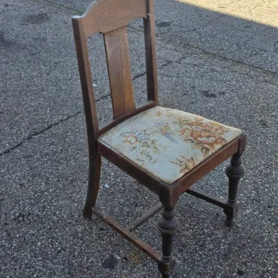 Sale Photo Thumbnail #38: Vintage Side Chair with a High, Arched Backrest, Central Splat and a Drop-In Upholstered Seat