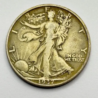 1937 S - Walking Liberty - Silver Half Dollar