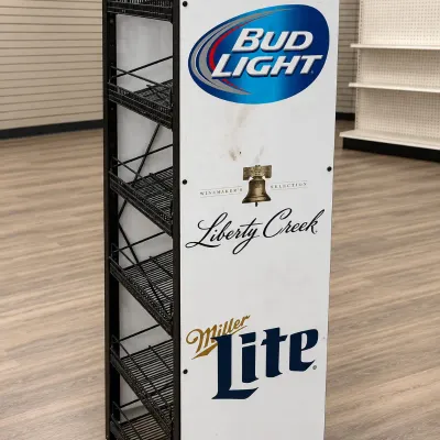 Freestanding Metal Wire and Acrylic Point-of-Purchase (POP) Retail Display Rack