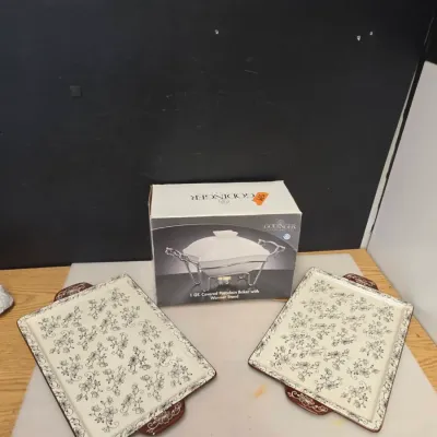Pair of Temptations Dishes and Godinger Serving Dish