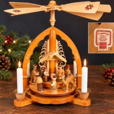 Sale Photo Thumbnail #290: East German Erzgebirge Wooden Nativity Christmas Pyramid Candle Carousel – Potterville