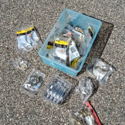 Sale Photo Thumbnail #221: Small Tote of Assorted Hardware and Handles