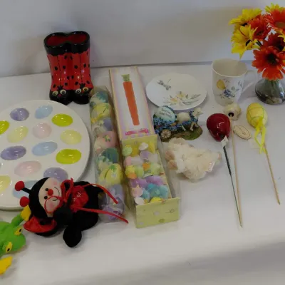 Spring and Easter Decor - Flowers, Deviled Egg Dish, Butterfly Garden by Lenox Mug and Plate