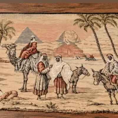Vintage Woven Egyptian Caravan & Pyramids Tapestry – Potterville