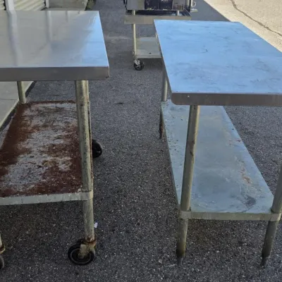 Pair of Two Stainless Steel Commercial Tables