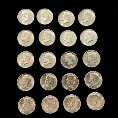 Sale Photo Thumbnail #4: Full Roll of 90% 1964-D Kennedy Half Dollars Brilliant Uncirculated 7.23 Troy Oz