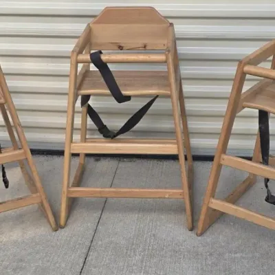 Three Classic Restaurant-Style Wooden Highchairs