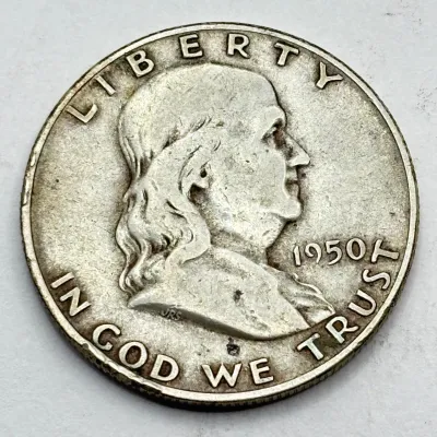 1950 D - Silver Franklin Half Dollar