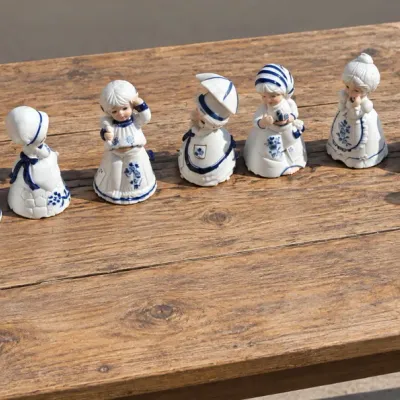 Vintage Royal Majestic by Jasco Hand-Painted Bisque Porcelain Bell Figurines