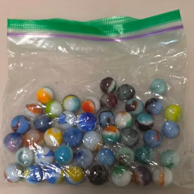 Vintage Glass Marble Collection - 2 Blue Uranium Glass