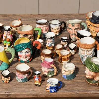 Collection of Vintage Ceramic Toby Mugs and Character Jugs