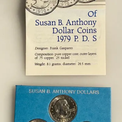 Sale Photo Thumbnail #51: First Year Mint Set - Susan B Anthony - 1979 P / D / S Set in Case with COA