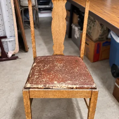 Vintage Wooden Accent Side Chair Rustic Farmhouse Distressed Finish Upholstered Seat - Potterville