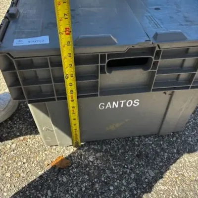 3 Heavy Duty Grey Totes: 2 Square (No Lid) & 1 Large Lewis Systems with Built-In Lid