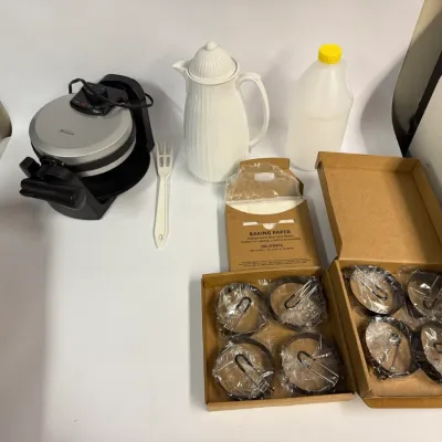 Electric Belgian Waffle Maker w/ Other Misc. Kitchenwares