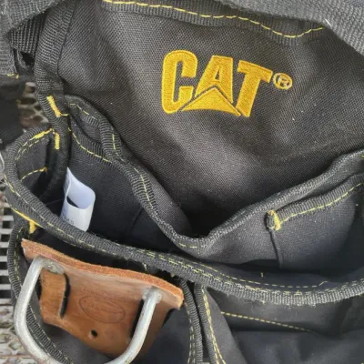 CAT Tool Belt, Busy Pockets Bucket Organizer, and Leather Nail Bag Lot - Grand Rapids Off-Site
