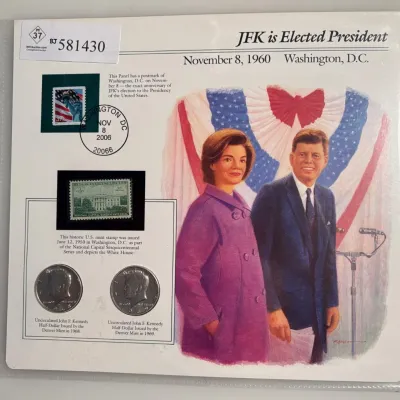 JFK Elected President with 1968 and 1969 Silver Kennedy Half Dollars