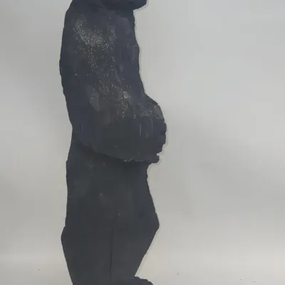 Tall Hand Carved Chainsaw Art Standing Bear Statue on Log Base - Yard Decor