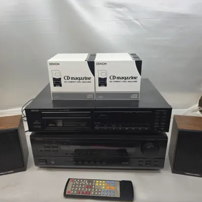 Sale Photo Thumbnail #168: Vintage Denon Audio System w/ 10 "6 Compact CD Cases" and 2 Vintage Realistic Speakers