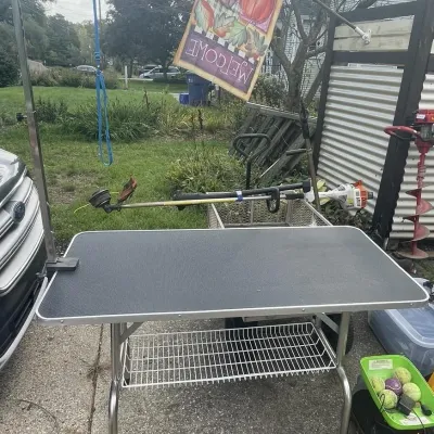Folding Pet Grooming Table with Adjustable Arm, Noose, and Storage Basket - Grand Rapids Off-Site