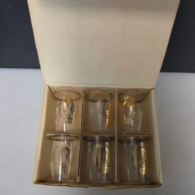 6 Coors Gold Gilded Glasses in Original Boxes