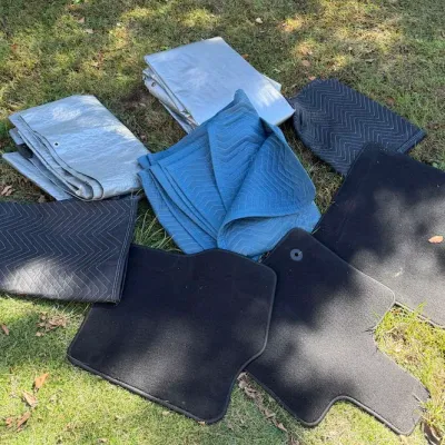 Assorted Tarps, Moving Blankets & Automotive Floor Mats -Large Utility Lot – Howard City Off-Site