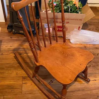 Wooden Spindle Back Rocking Chair with Turned Legs & Contoured Seat - Lake Odessa Off-Site