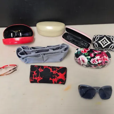 Variety of Cute Sunglasses and Sunglasses Cases
