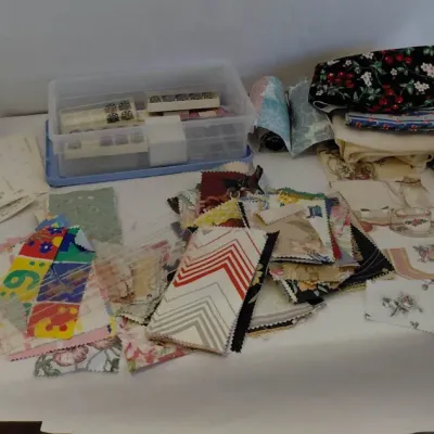 Sewing Material, Sewing Supplies, Cloth Samples, Velvet and Felt Material, Bobbins