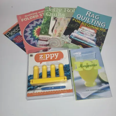 Tote of Quilting & Craft Books with Zippy Loom Kit