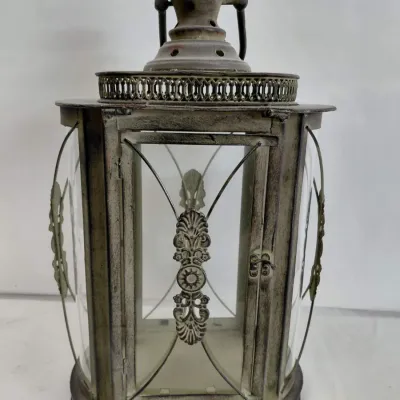 1 Large Green Patina Metal Lantern