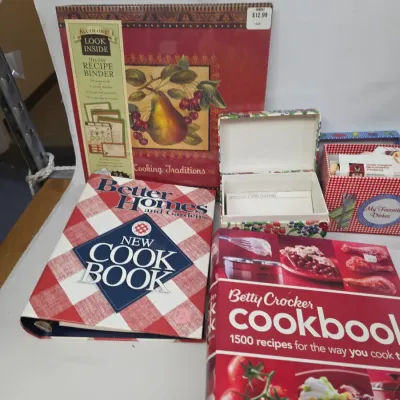 Small Collection of Vintage Cookbooks and Recipe Boxes