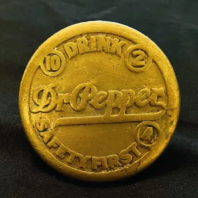 Extremely Rare 100% Authentic, Original 1930s Dr Pepper Solid Brass Sidewalk Marker Exc. Condition