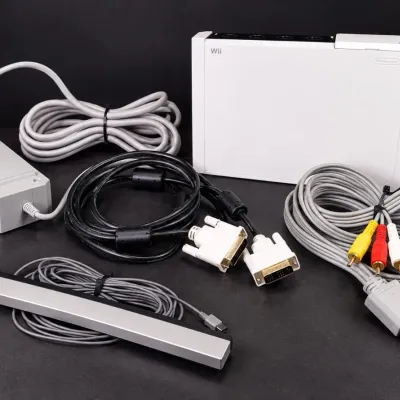 Nintendo Wii Game Console System with Power Supply, Sensor Bar, AV Cables & Accessories - Potterville