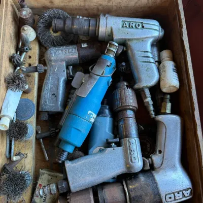 ARO Pneumatic Air Drill Lot with Master Power, Cummins Air Tools, Die Grinder & Wire Wheels
