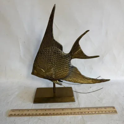 Vintage Brass Angelfish Sculpture