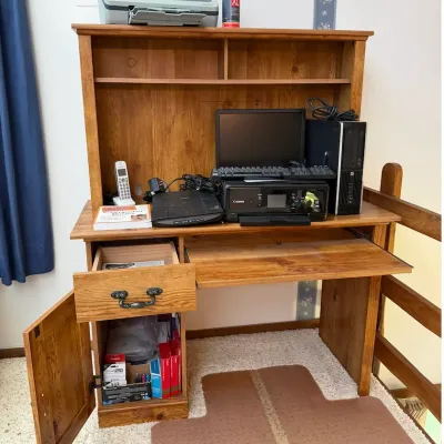 Wooden Computer Desk with Hutch, Storage Cabinet, Drawer & Pull-Out Keyboard Tray - Lake Odessa Off-Site